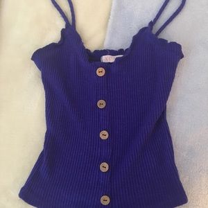 Blue buttoned cropped tank